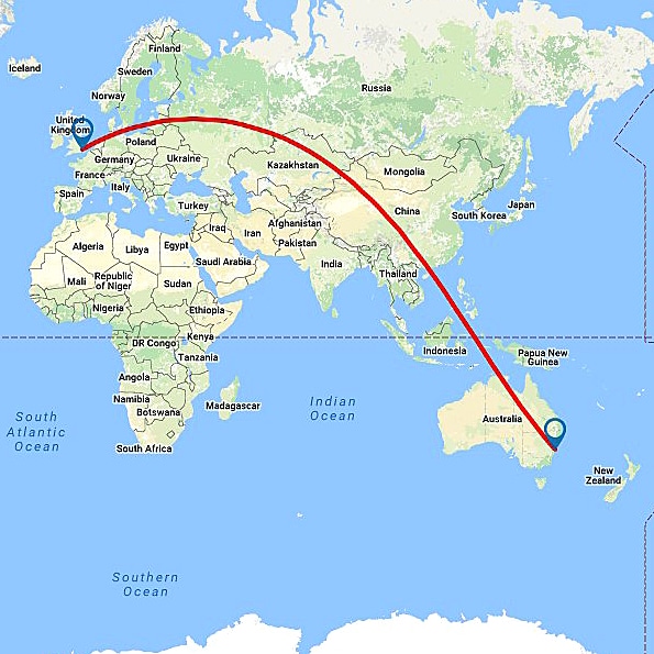 travelling from uk to australia